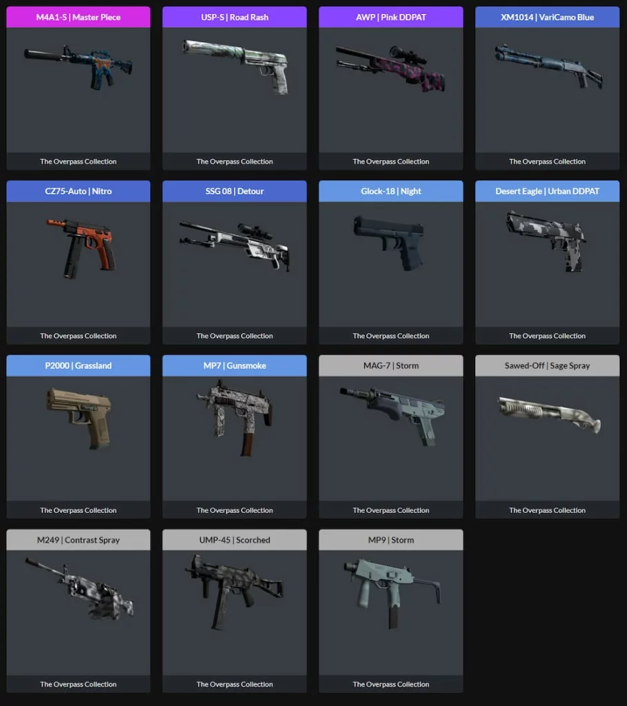 All Skins in the CSGO Paris 2023 Overpass Souvenir Package Collection Listed - GameForce Blog All Skins in the CSGO Paris 2023 Overpass Souvenir Package Collection Listed