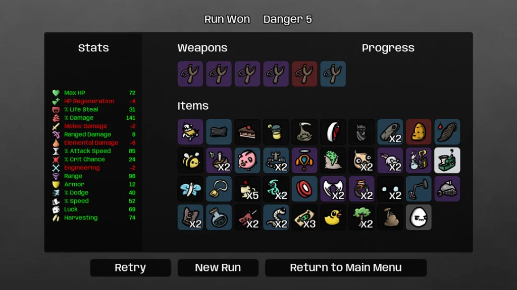 Brotato Weapon List