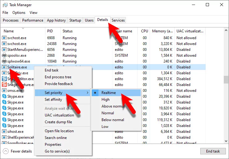 2023 06 29 19 27 55e 1 - GameForce Blog Right-click on the Name of the game and move the cursor over Set Priority and select Realtime.