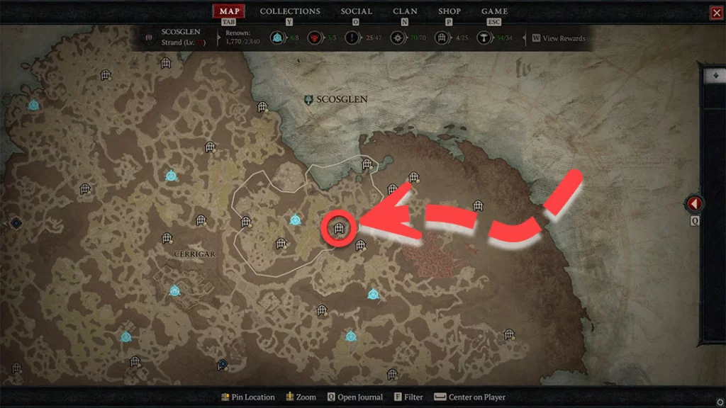 Garan Hold Dungeon Location in Diablo 4