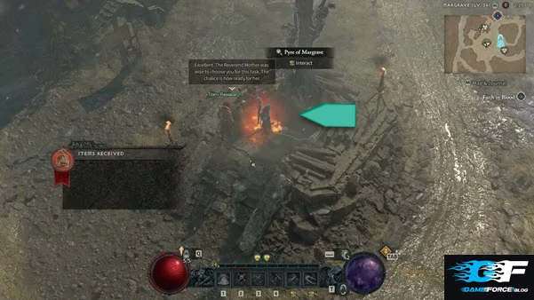 The Holy Chalice quest item can be obtained by interacting with the Smoldering Pyre Wood in Margrave after returning to Priest Matvey in Margrave. - GameForce Blog The Holy Chalice quest item can be obtained by interacting with the Smoldering Pyre Wood in Margrave after returning to Priest Matvey in Margrave.