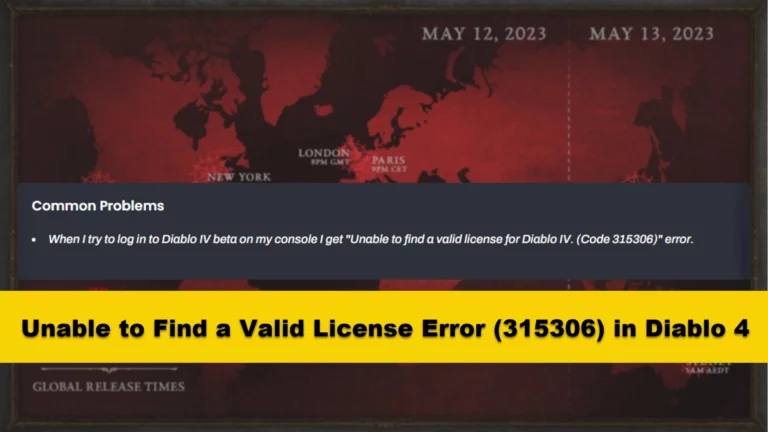 Unable to Find a Valid License Error (315306) in Diablo 4