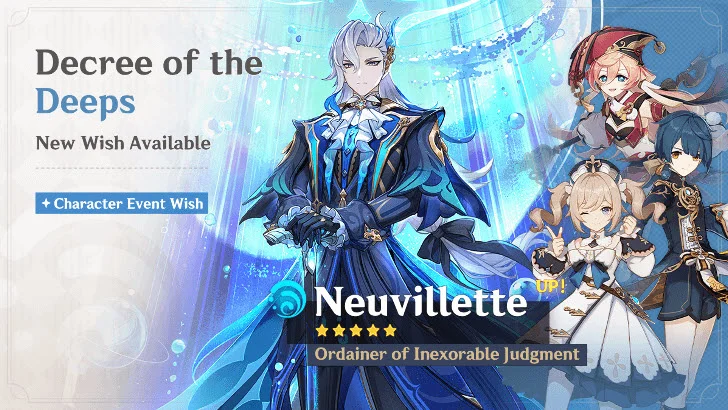 4.5 Phase 2 Neuvillette Banner Release Date and 4-Star Characters | Genshin Impact - GameForce Blog 4.5 Phase 2 Neuvillette Banner Release Date and 4-Star Characters | Genshin Impact