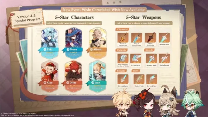 Chronicled Wish Banner Guide in Genshin Impact 4.5 - GameForce Blog Chronicled Wish Banner Guide in Genshin Impact 4.5