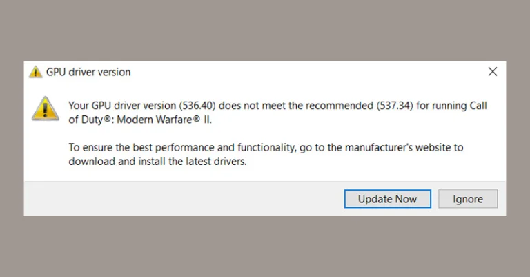 GPU Driver Version Error in Call of Duty: Modern Warfare 3 (MW3)