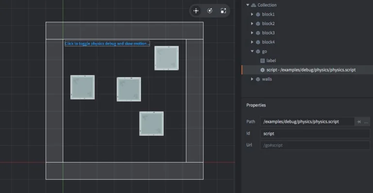 Physics Visualization Debug in Defold