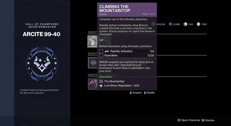 Destiny 2 The Mountaintop Guide - How To Get It, Curated Roll, And God Roll
