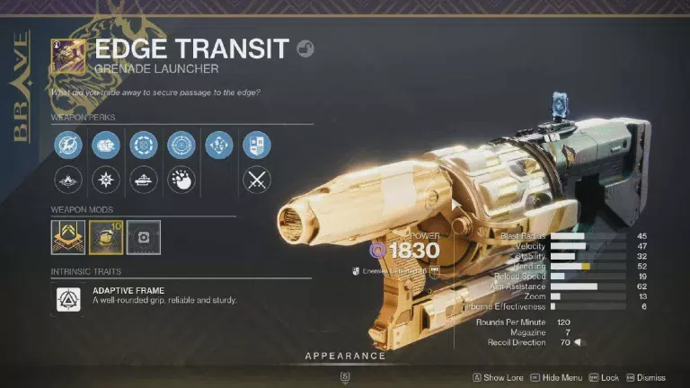 Destiny 2 “Edge Transit” God Roll For PvE & PvP