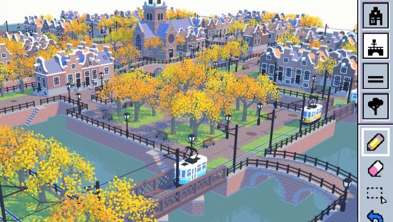 Heres a free miniature town builder with trams from the creator of Viewfinder | Image credit: Matt Stark / Rock Paper Shotgun